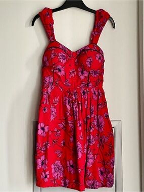 BAND OF THE FREE Red & Pink Floral Mini Dress